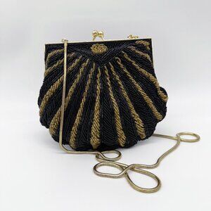 Chic Black and Gold Beaded Mini Bag